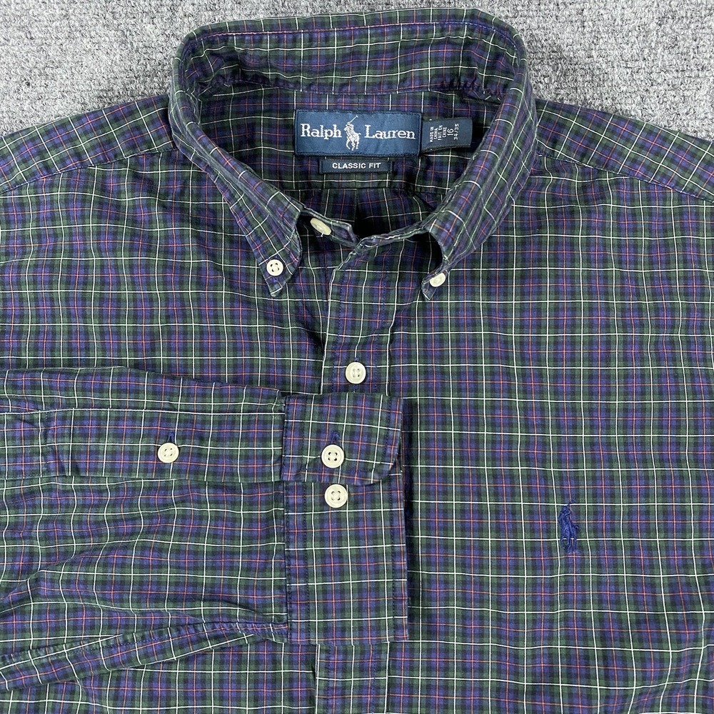 Ralph Lauren Shirt Mens 16 /34-35 Plaid‎ Button Down Preppy Pony